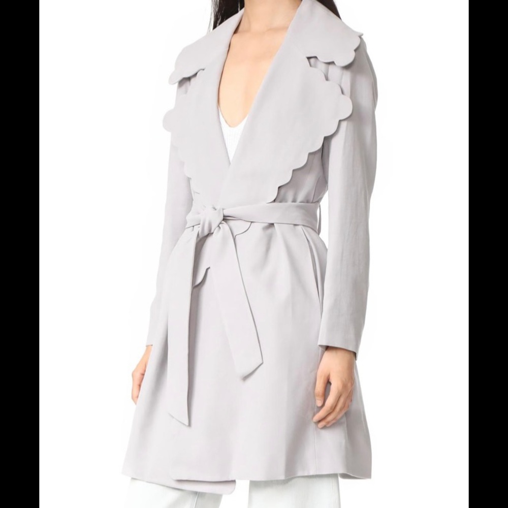 Club Monaco scalloped grey trench